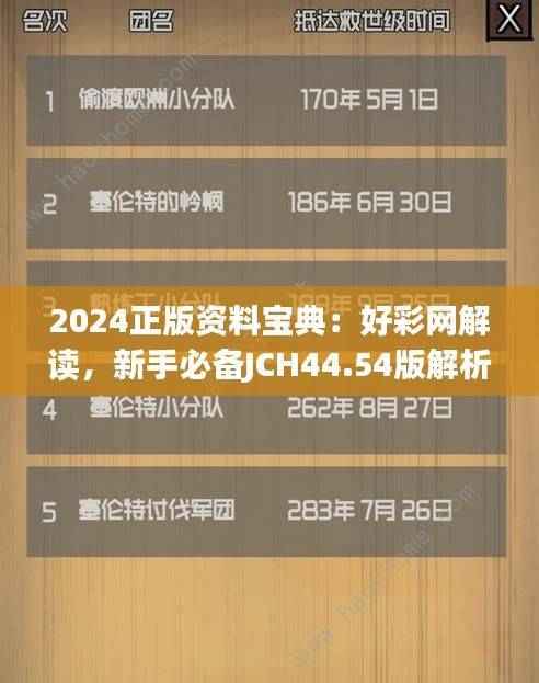 2024正版资料宝典:好彩网解读,新手必备JCH44.54版解析
