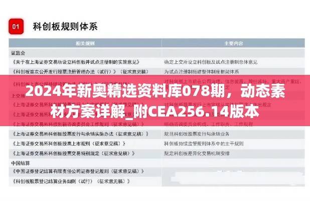 2024年新奥精选资料库078期,动态素材方案详解_附CEA256.14版本