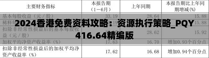2024香港免费资料攻略:资源执行策略_PQY416.64精编版