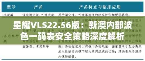 星耀VLS22.56版:新澳内部波色一码表安全策略深度解析
