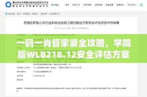 一码一肖管家婆全攻略,学院版WLB218.12安全评估方案