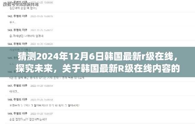 关于韩国最新R级在线内容展望,涉黄问题的深度探讨(预测至2024年)