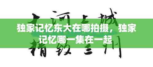 独家记忆东大在哪拍摄,独家记忆哪一集在一起