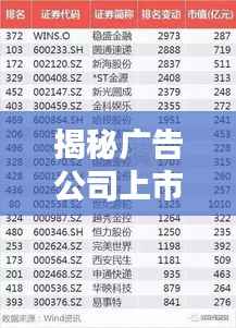 揭秘广告公司上市公司排名榜单,行业巨头一网打尽!